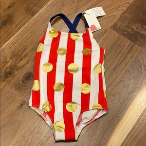 Mini Boden 4-5 striped crossback swimming suit